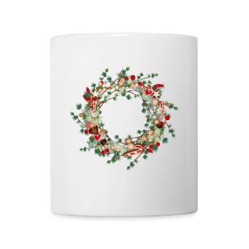 filigree Christmas larch wreath as a frame - Mug - white - Front