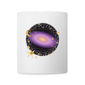 bright purple galaxy with moon and stars - Mug - white - Front