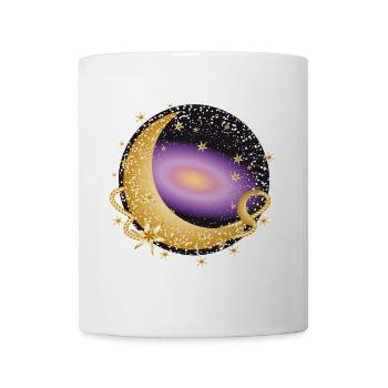 luminous purple galaxy with moon and stars - Mug - white - Front