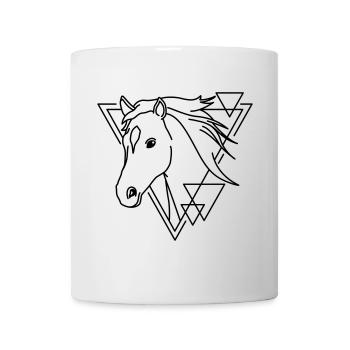 Pferd in geometrischer Form - Line-Art-Design - Tasse - Weiß - Vorne