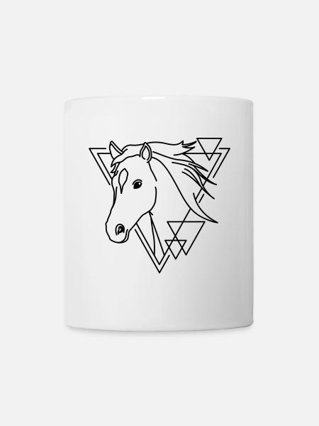 Cheval en forme géométrique - Conception d’art au trait - Mug blanc - blanc