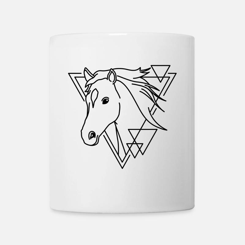 Cheval en forme géométrique - Conception d’art au trait - Mug blanc - blanc