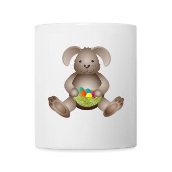 kleiner Osterhase mit Osternest voller Ostereier - Tasse - Weiß - Vorne