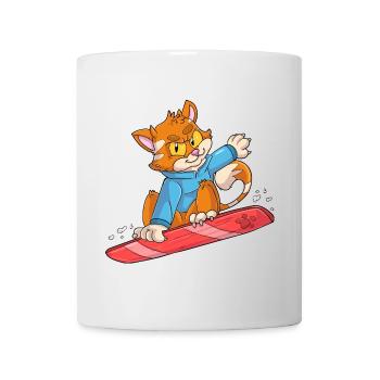 Snowboarder Katze - Tasse - Weiß - Vorne