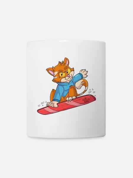 Snowboarder Katze - Tasse - Weiß