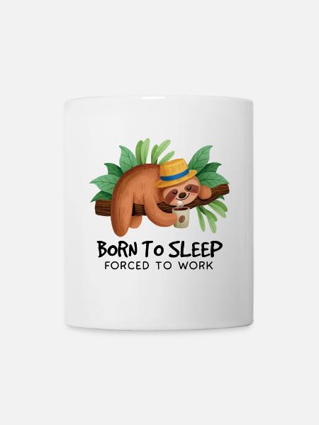 Lazy sloth with coffee in the tropics - Mug - white