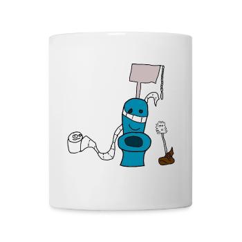 toilet toilet brush toilet paper pile feces children - Mug - white - Front