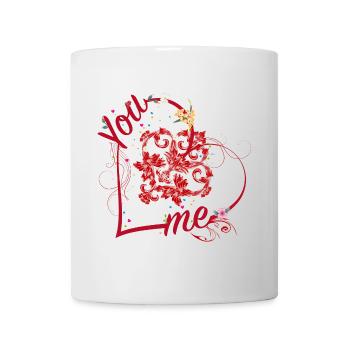 Du & Ich verbunden durch das Herz Ornament - Tasse - Weiß - Vorne