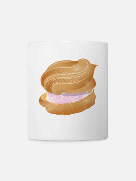 mit rosa Sahne gefüllter Windbeutel Illustration - Tasse - Weiß