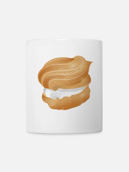 Illustration eines mit Sahne gefüllten Windbeutel - Tasse - Weiß