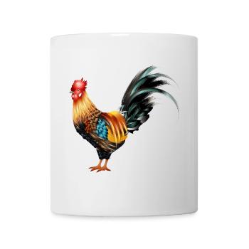 Coq artistiquement dessiné et coloré - Mug blanc - blanc - Devant