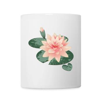 Seerosenblüte mit Knospe im Seerosenteich - Tasse - Weiß - Vorne