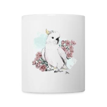 Kakadu mit Blumen - Tasse - Weiß - Vorne
