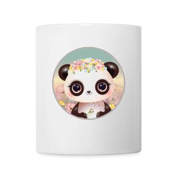 niedlicher Panda auf einer Blumenwiese im Frühling - Tasse - Weiß - Vorne