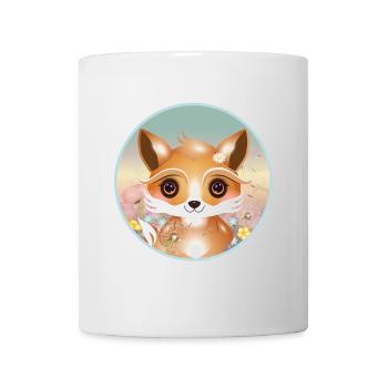 niedlicher Fuchs auf einer Blumenwiese im Frühling - Tasse - Weiß - Vorne