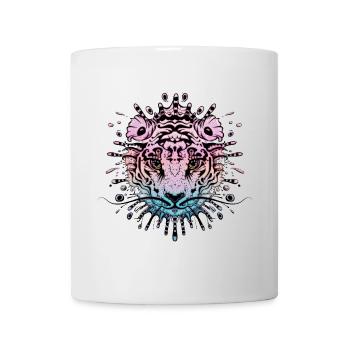 Bunter Fantasie-Tigerkopf - Tasse - Weiß - Vorne