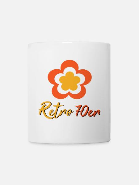 70er Jahre Blume Muster Retro - Tasse - Weiß