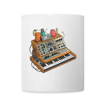 Vintage-Synthesizer-Keyboard - Tasse - Weiß - Vorne