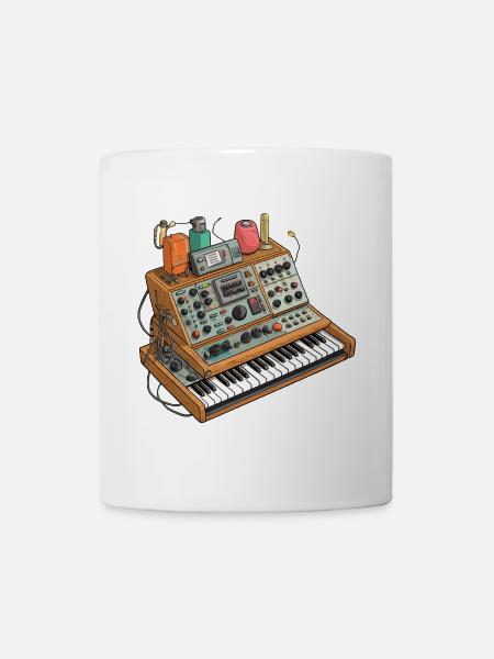 Clavier synthétiseur vintage - Mug blanc - blanc