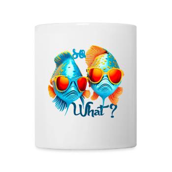 Poissons colorés avec des lunettes de soleil - Mug blanc - blanc - Devant
