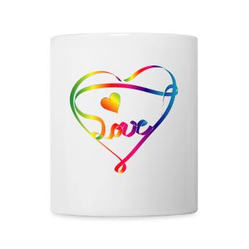 buntes Band in Herz Form und Regenbogen Farben - Tasse - Weiß - Vorne