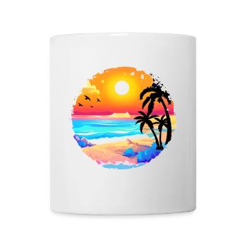 Summer Sunset Beach Watercolor - Mug - white - Front