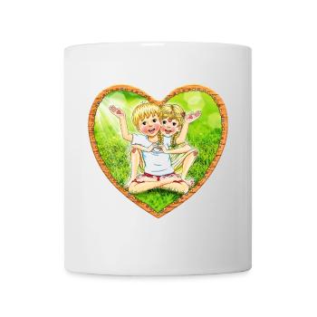 Herz-Barfuß-Zwillingsgeschwister - Tasse - Weiß - Vorne