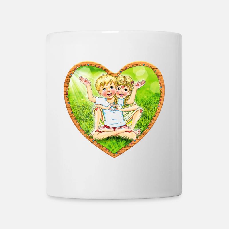 Frères et sœurs jumeaux pieds nus - Mug blanc - blanc