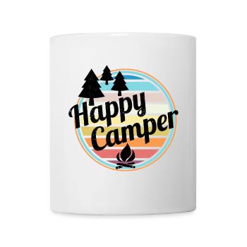 Happy Camper Retro Camping Design - Tasse - Weiß - Vorne