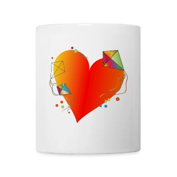 großes Herz mit bunten Drachen im Herbst - Tasse - Weiß - Vorne