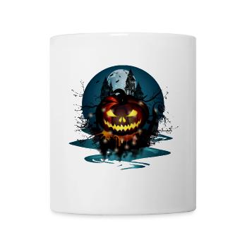 dark Halloween pumpkin at Halloween & full moon - Mug - white - Front
