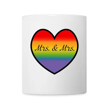 LGBT Mrs and Mrs Regenbogenherz lesbische Hochzeit - Tasse - Weiß - Vorne