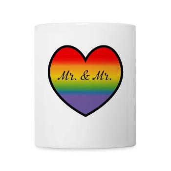 Mariage gay LGBT Mr et Mr Rainbow Heart - Mug blanc - blanc - Devant