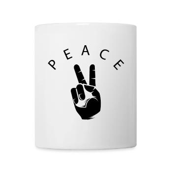 peace hand Frieden Symbol Logo Welt Hand Finger - Tasse - Weiß - Vorne
