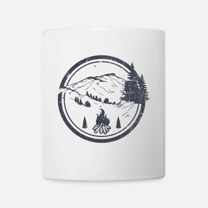 Crête du feu de camp dans les pins éclairés par la lune - Mug blanc - blanc
