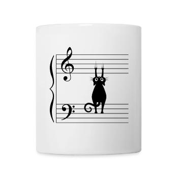 Black Cat Note Music Humor Sheet Music T Shirt - Mug - white - Front