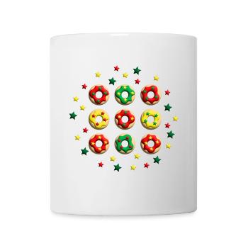 Neun Donuts zu Weihnachten mit Sternen. - Tasse - Weiß - Vorne