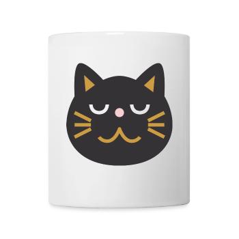 Visage de chat japonais L Noir - Mug blanc - blanc - Devant