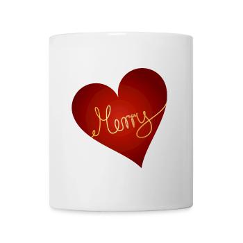 bright red heart with gold-coloured inscription - Mug - white - Front