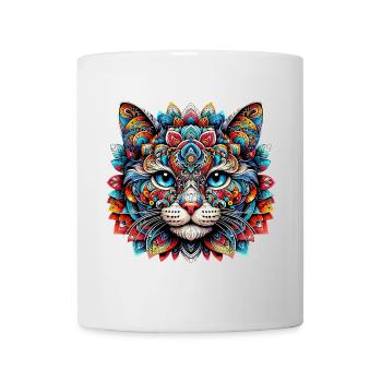 Katze mit Mandalas verziert - Tasse - Weiß - Vorne