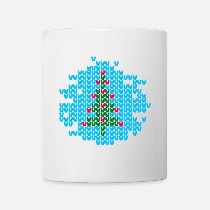 Weihnachtsbaum Strick Ugly Christmas Xmas Muster - Tasse - Weiß