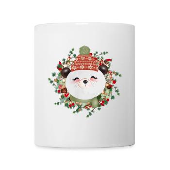Petit ours panda en couronne de mélèze pour Noël - Mug blanc - blanc - Devant