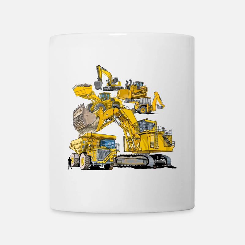 Construction site vehicles of the large kind - Mug - white