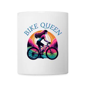 Bike Queen - girl on bike - for bike enthusiasts - Mug - white - Front