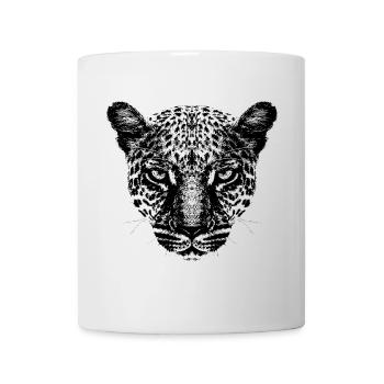 Leopard / Kopf / Schwarz - Tasse - Weiß - Vorne