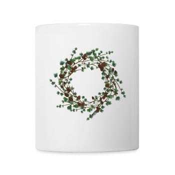 Beaux cônes de mélèze sur une couronne de mélèze - Mug blanc - blanc - Devant