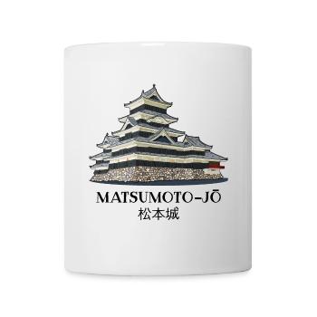 Château de Matsumoto-jo, Nagano, Japon dessin à la main - Mug blanc - blanc - Devant