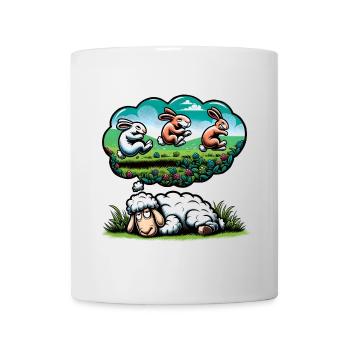 Sheep Counts Rabbits – Funny Sleep Humor - Mug - white - Front