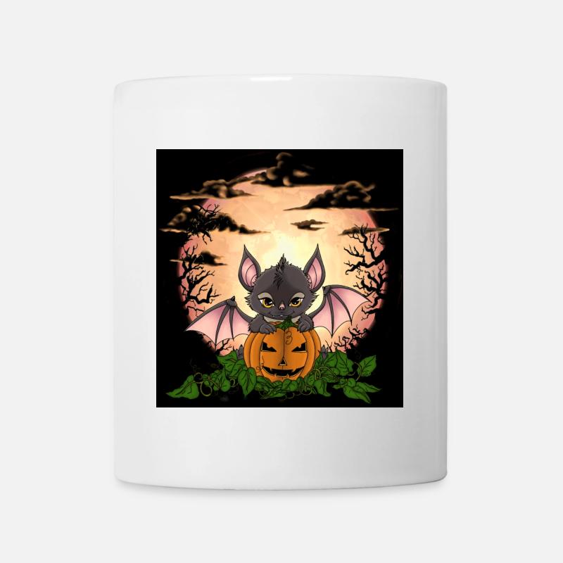 Fledermaus vor dem Vollmond an Halloween - Tasse - Weiß