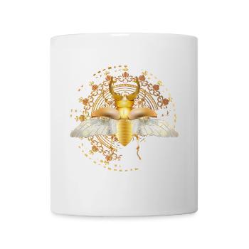 gold-colored stag with wings in ornament - Mug - white - Front